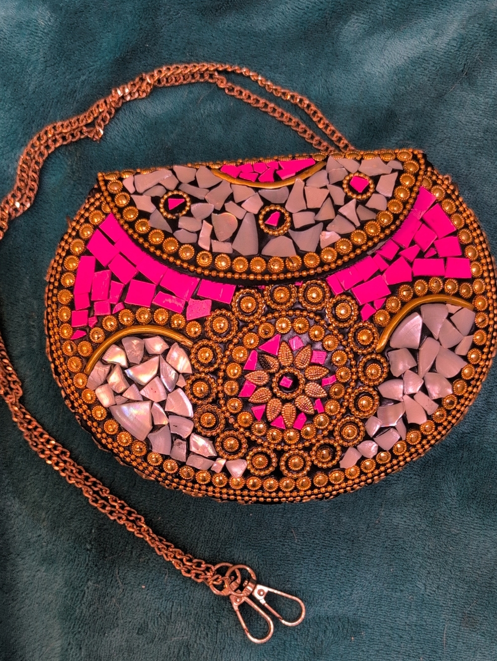 Ramla Beverly Hills Handmade Mosaic Crossbody Clutch Bag